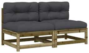 838092 vidaXL Външни кресла без подлакътник с възглавници 2бр импрегниран бор