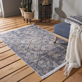 Модерен сив килим с пискюли в скандинавски стил Ширина: 80 см | Дължина: 150 см