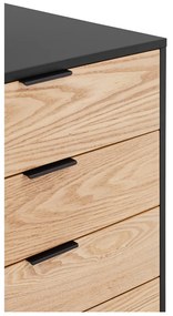 Черен/естествен нисък скрин от декор от дъб 159x80 cm Sierra – Teulat