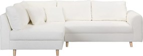 Бял ъглов диван от плат букле (ляв ъгъл) Ariella - Ropez