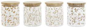 Лодка DKD Home Decor Бамбук Боросиликатно Стъкло Shabby Chic 700 ml 10 x 10 x 12,5 cm (4 броя)