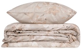 Бежово двойно /удължено памучно включено спално бельо с включен долен чаршаф 200x220 cm Elena – Mijolnir