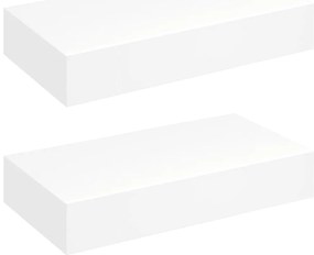276001 vidaXL Окачени стенни рафтове с чекмеджета, 2 бр, бели, 48 см