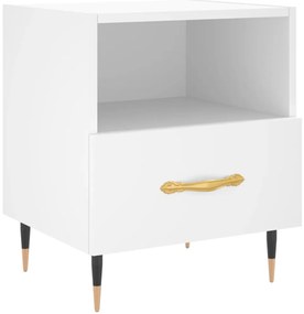 827388 vidaXL Нощно шкафче, бяло, 40x35x47,5 см, инженерно дърво