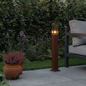 Модерен стълб за външна лампа ръждиво кафяв 80 см - Malios