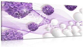 Картина на платно – Цветя с абстрактни елементи