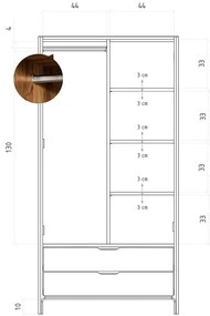 Гардероб от масивен дъб естествен 90x188 cm Twig – The Beds