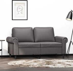 359501 vidaXL 2-местен диван, сив, 120 см, изкуствена кожа