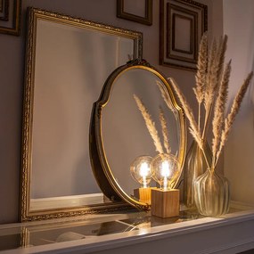 Ръстична настолна лампа дърво натурално - Bloc