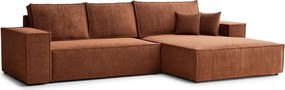 Шенилов сгъваем/с място за съхранение ъглов диван в меден цвят (десен ъгъл) Maze – Maison de Rêve