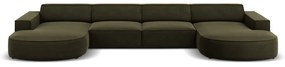 Ъглов диван от зелено кадифе (U-образен) Jodie - Micadoni Home