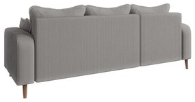 Светлосив ъглов диван от рипсено кадифе (ляв ъгъл) Beata – Ropez