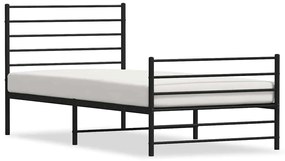 352327 vidaXL Метална рамка за легло с горна и долна табла, черна, 75x190 см