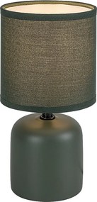 Rabalux Daphni, настолна лампа, зелена керамична лампа със зелен текстилен абажур, E14 1xMAX40W, В23см, Д12см, кабел: 120см, чер