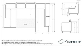 Тъмносив U-образен разтегателен диван, десен ъгъл Sweet Harmony - Miuform