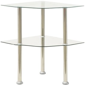 Sonata H Странична маса с 2 рафта прозрачна 38x38x50 см закалено стъкло