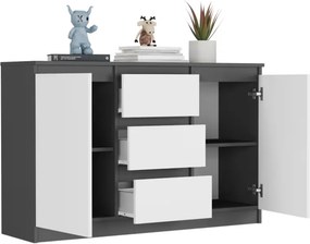 Комод R-120-S3 с 3 чекмеджета и една врата – различни цветови варианти антрацит микс артисън