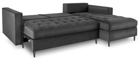 Тъмно сиво кадифено ъглово канапе, десен ъгъл Santo - Milo Casa