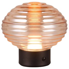 Черна и бежова настолна LED лампа със стъклен абажур (височина 14,5 см) Earl - Trio