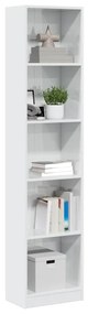 858305 vidaXL Библиотека, бял гланц, 40x24x176 см, инженерно дърво