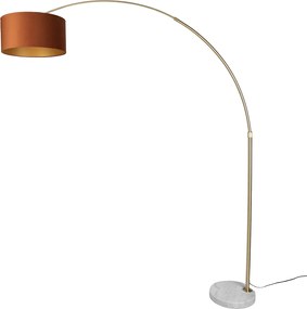 Vloerlamp staal met oranje kap met gouden binnenkant 50cm - XXL