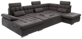 Антрацитен разтегателен ъглов диван с място за съхранение (десен ъгъл/U форма) Merkur – Ropez