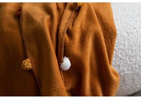 Покривало за легло от флийс в цвят горчица 200x220 cm Pom Pom – Mijolnir