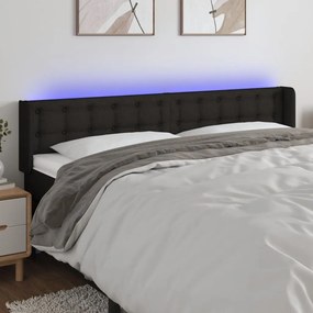 3123686 vidaXL LED горна табла за легло, черна, 183x16x78/88 см, плат