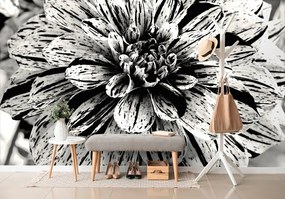 Самозалепващ фототапет – Черно-бяла екзотична далия