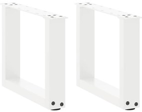 4013129 vidaXL Крака за масичка за кафе, U-образни, 2 бр., бели, 30 x (30-31) см, стомана