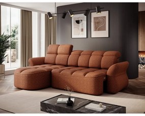 Теракотен кадифен сгъваем/с място за съхранение ъглов диван (ляв ъгъл) Beneth – ELTAP