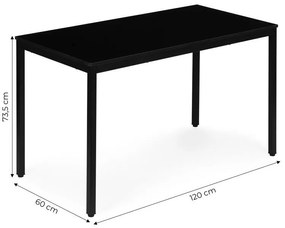 Кухненска маса черна 120 x 60 cm - универсална маса за 4-5 души