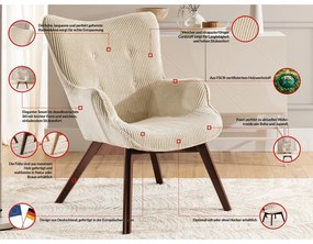 Бежов фотьойл с табуретка от рипсено кадифе Niko – Ropez