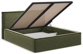 Зелено двойно тапицирано легло с място за съхранение и включена подматрачна рамка 140x200 cm Anani – Makamii
