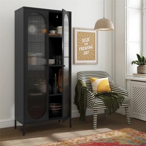 Черна метална витрина 80x186x40 cm Luna – Støraa