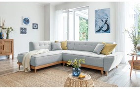 Светлосив ъглов разтегателен диван ляв ъгъл, Dazzling Daisy - Miuform