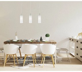 Бяло и сребристо висящо осветително тяло със стъклен абажур TROY 3 – EGLO