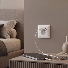 Единичен контакт със заземяване + USB-A USB-C OSTE JNH004-G White