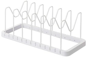 Бяла регулируема стойка за капаци и тигани Tower - YAMAZAKI