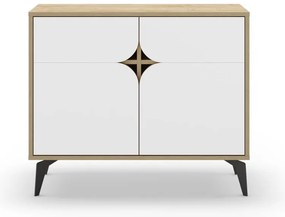 Шкаф в дъбов декор в бял и естествен цвят 95x79 cm Nola - Marckeric