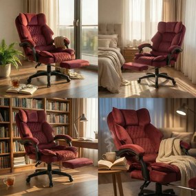 HC-1031 Ергономичен офисен стол с подложка за крака – бордо