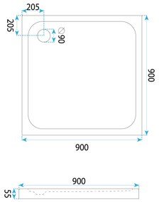 Корито за душ кабина-акрилно Rea Belmond White 90x90