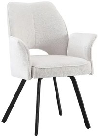 ТУЛИП Светло бежово (тъкан UF980-02) - МОДЕРЕН ТАПИЦИРАН СТОЛ С ПОДЛАКЪТНИЦИ ЗА ДНЕВНА/ТРАПЕЗАРИЯ/ОФИС ЛОФТ