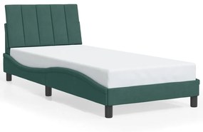 3207828 vidaXL Рамка за легло без матрак, тъмнозелена, 90x200 см, кадифе
