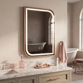 Огледало LED ZONE 70x50 BRUSH  ROSE GOLD