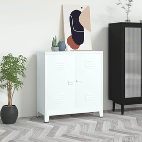 339624 vidaXL Индустриален скрин за съхранение, бял, 90x40x100 cм, стомана