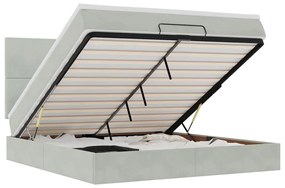 3314264 vidaXL Османска легло с матраци и LED, светлосиво, 180x200 см, кадифе