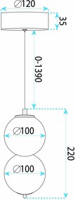 LED висящ полилей LHJ117-2CP четкано злато