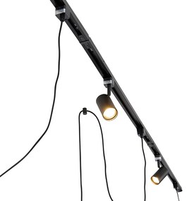 Интелигентна релсова система черна с 3 прожектора и висяща лампа 1-фазен - Cavalux Jeana