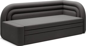 Кафяво-сив кадифен разтегателен диван с място за съхранение десен ъгъл 223 cm Fabillo – ELTAP